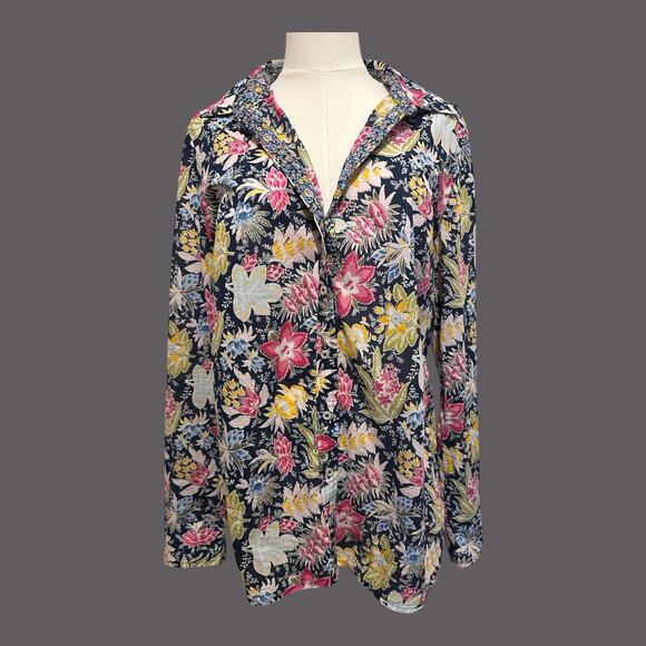 Talbots Lush Garden Button Up Bloomcore Coastal Grandma Office Top Blouse Size M - Picture 1 of 8